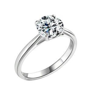🆕2CT VVS1 Moissanite Diamond Round Solitaire Ring